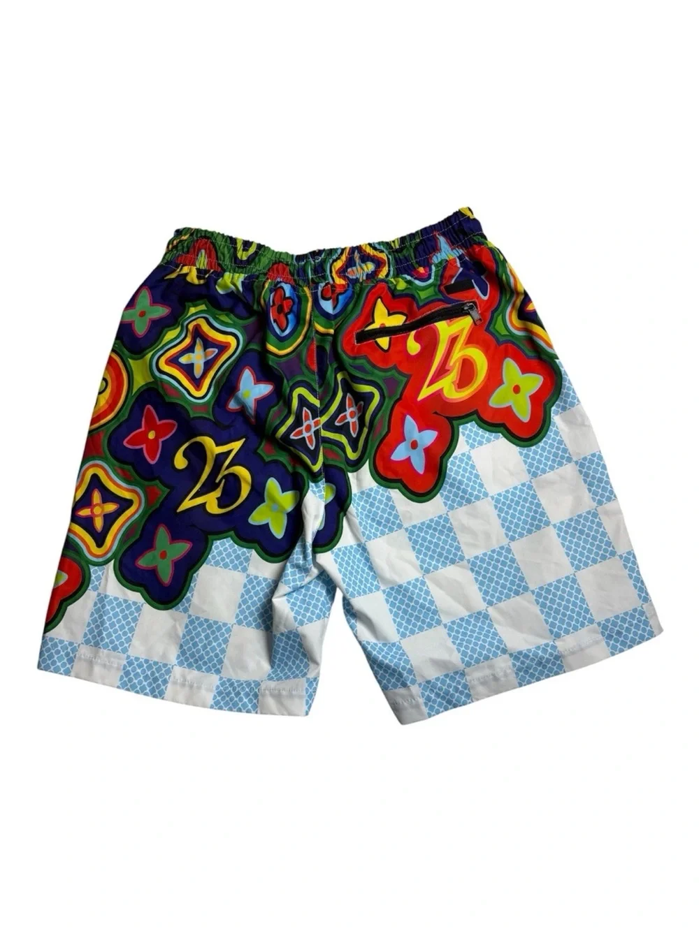 Two Thr33 Originals Mens Large Swim Shorts Abstract Pattern Drawstring 7.5